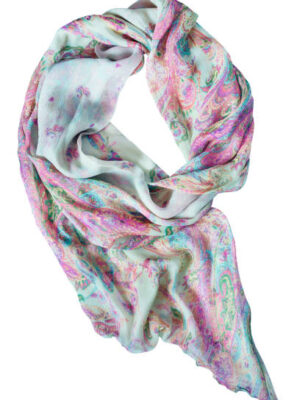 Vintage pastel color silk tied kerchief isolated over white